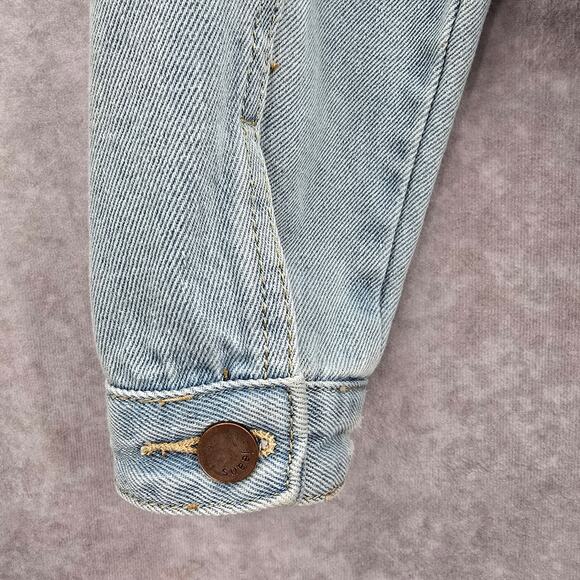Blue Wash Raw Jeans Denim Distress Button Jacket Small - Picture 7 of 8